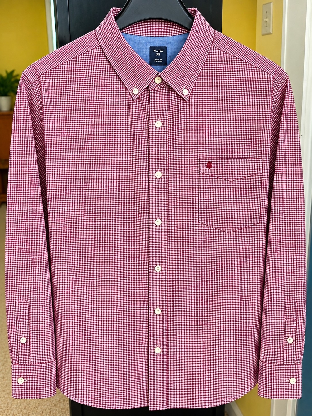 Izod Red Micro-Check Button-Down Shirt
